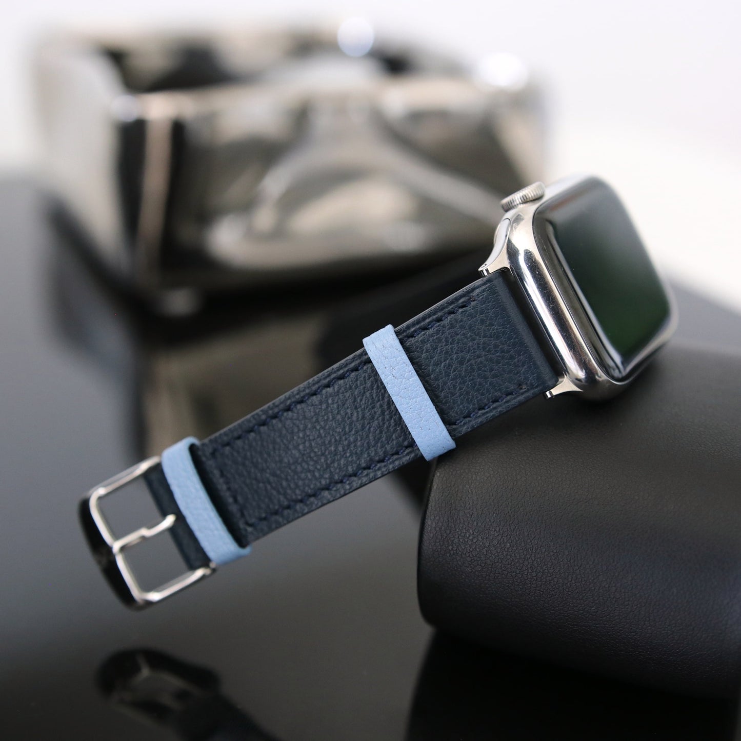 Apple Watch Band - Bleu marine Duo Edition - French Chèvre leather