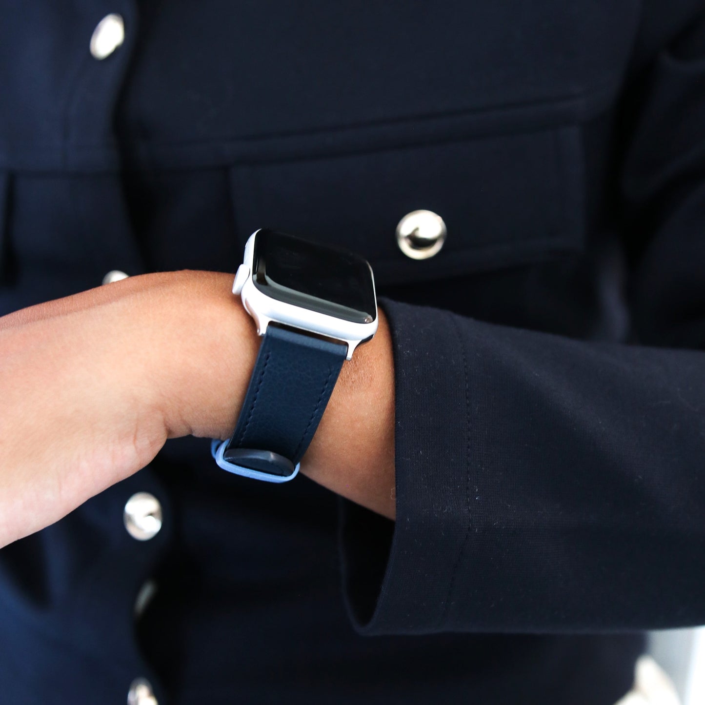 Apple Watch Band - Bleu marine Duo Edition - French Chèvre leather