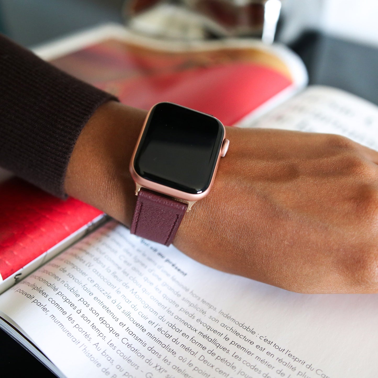 Apple Watch Band - Bordeaux Luxe Edition - French Chèvre leather