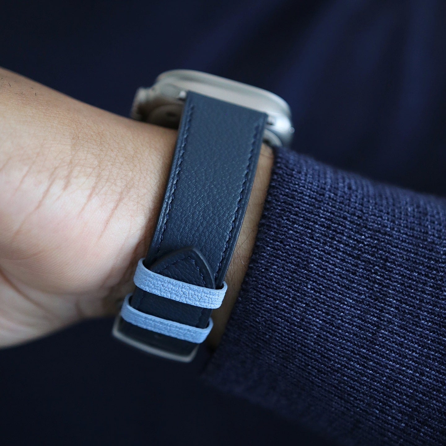 Apple watch band - Bleu Marine Edition - French Chèvre leather