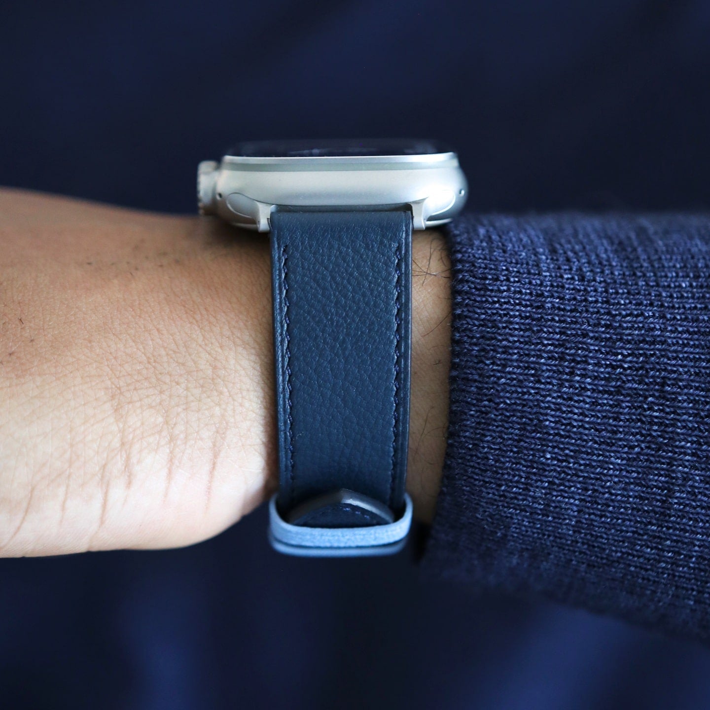 Apple watch band - Bleu Marine Edition - French Chèvre leather