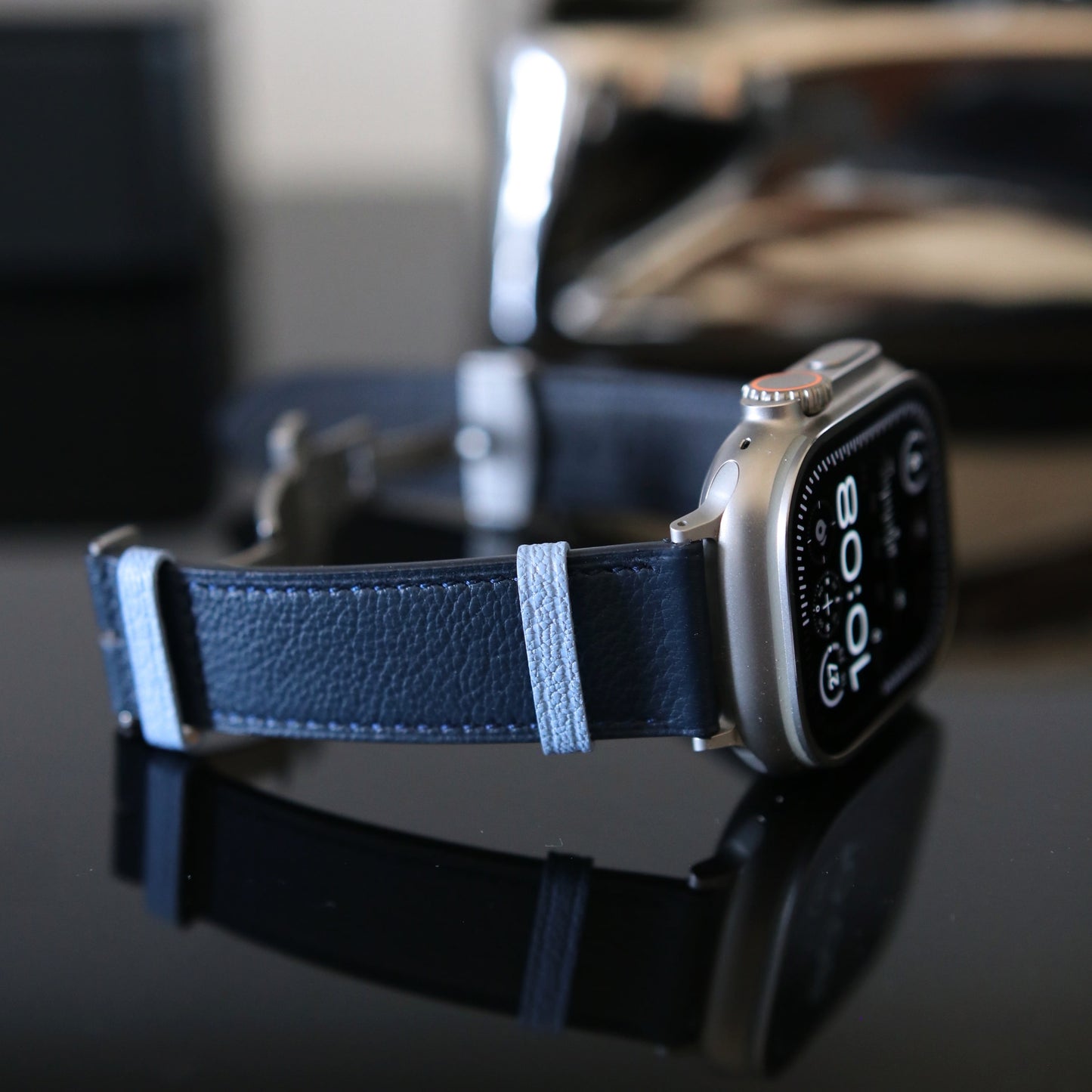 Apple watch band - Bleu Marine Edition - French Chèvre leather