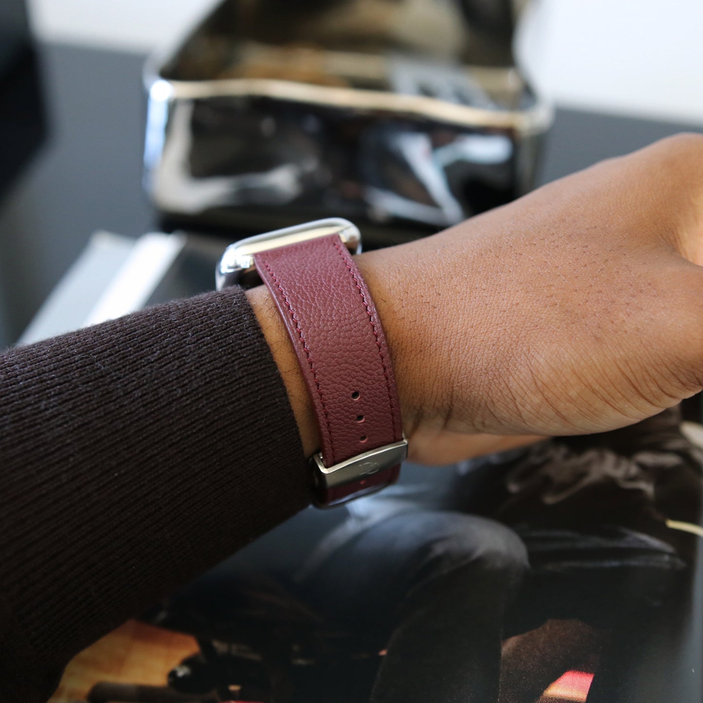 Apple watch band - Bordeaux Luxe Edition - French Chèvre leather