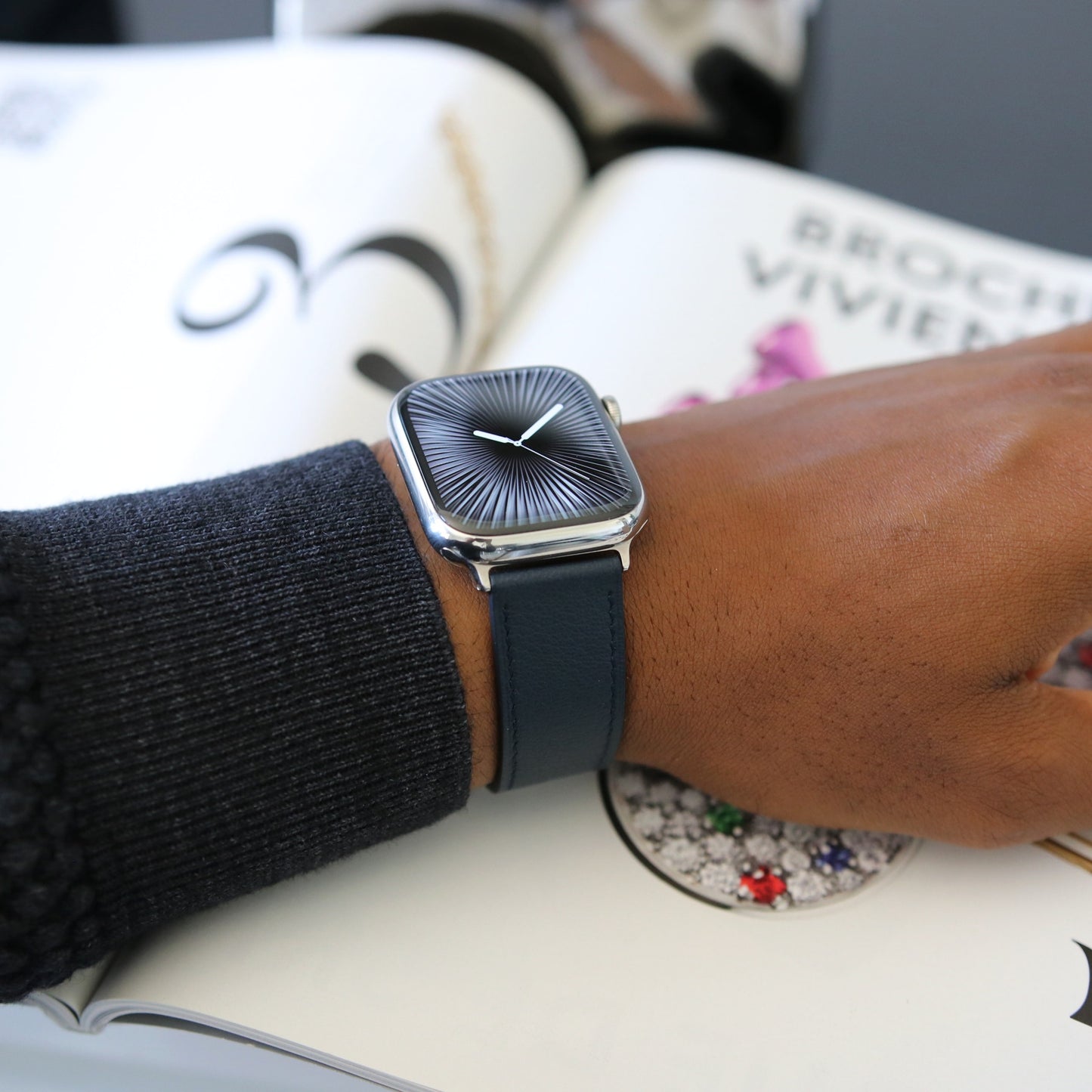 Apple watch band - Bleu Marine Edition - French Chèvre leather