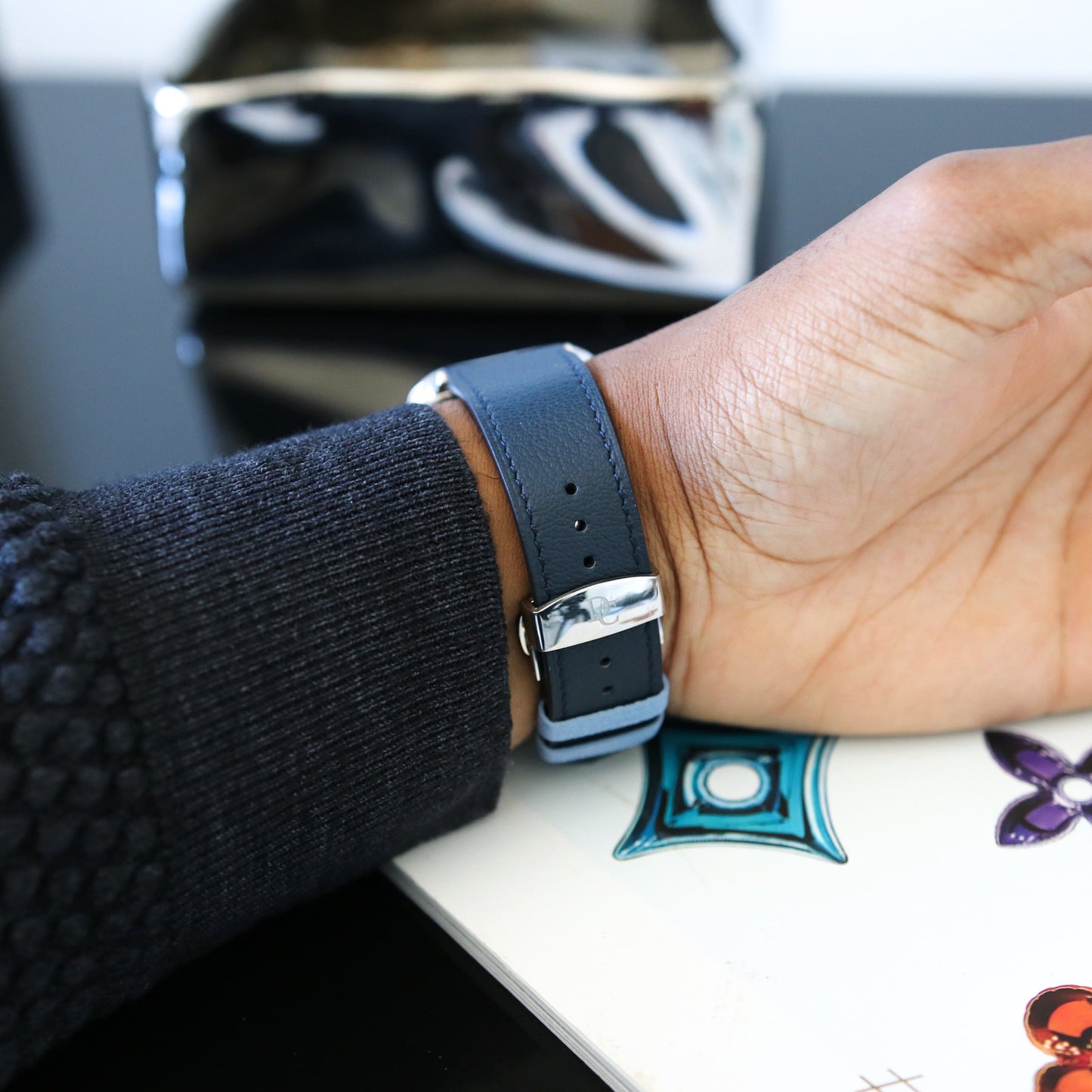 Apple watch band - Bleu Marine Edition - French Chèvre leather