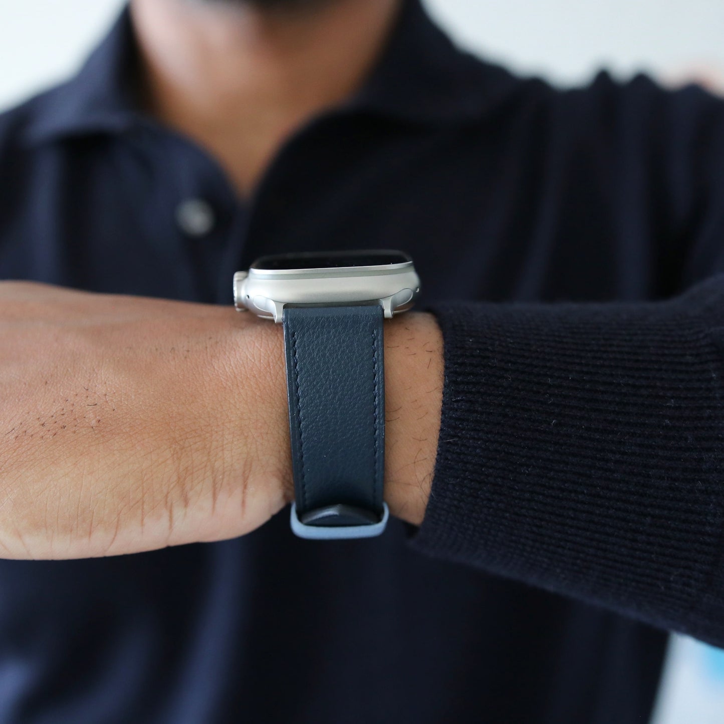 Apple watch band - Bleu Marine Edition - French Chèvre leather