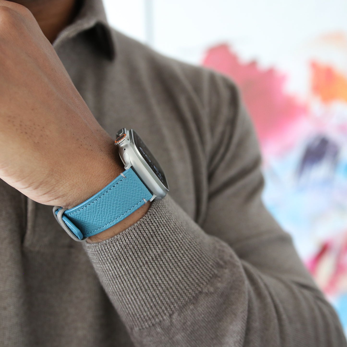 Apple Watch Band - Bleu Pastel Edition - French Epsom leather