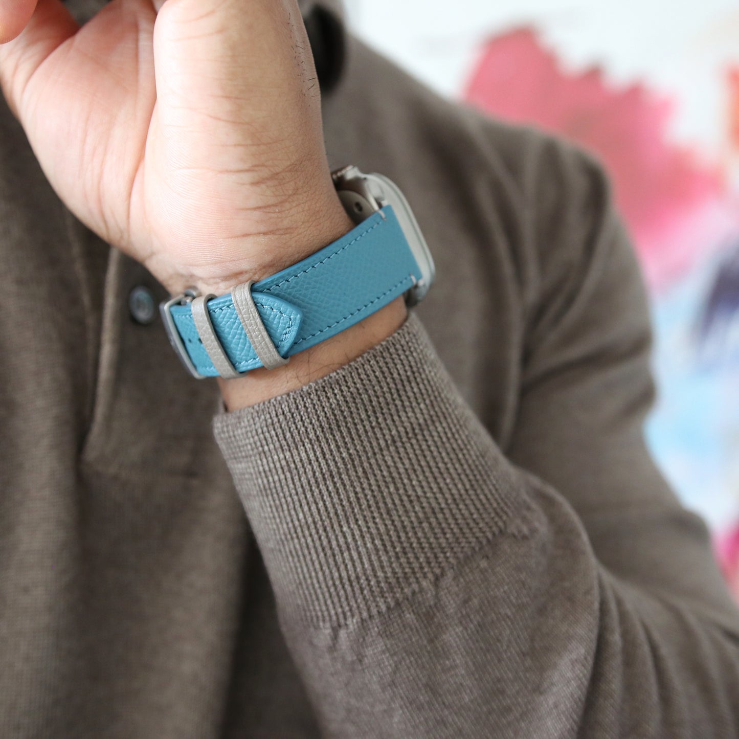 Apple Watch Band - Bleu Pastel Edition - French Epsom leather