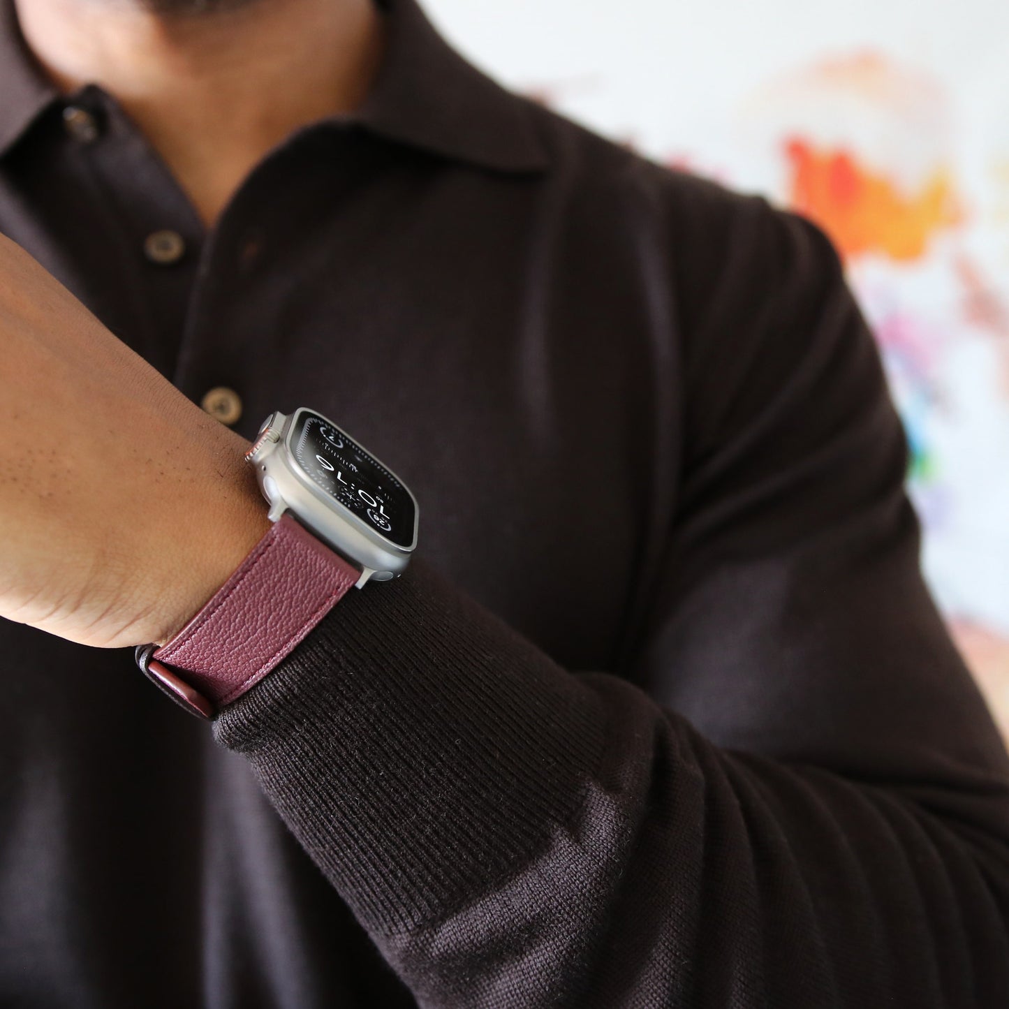 Apple watch band - Bordeaux Luxe Edition - French Chèvre leather