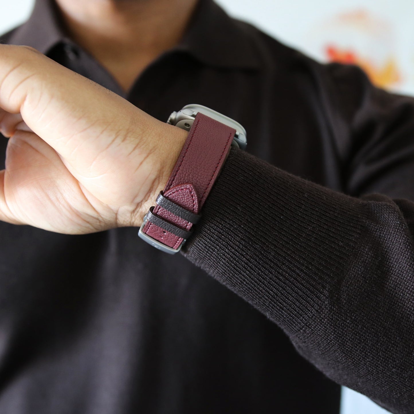 Apple watch band - Bordeaux Luxe Edition - French Chèvre leather