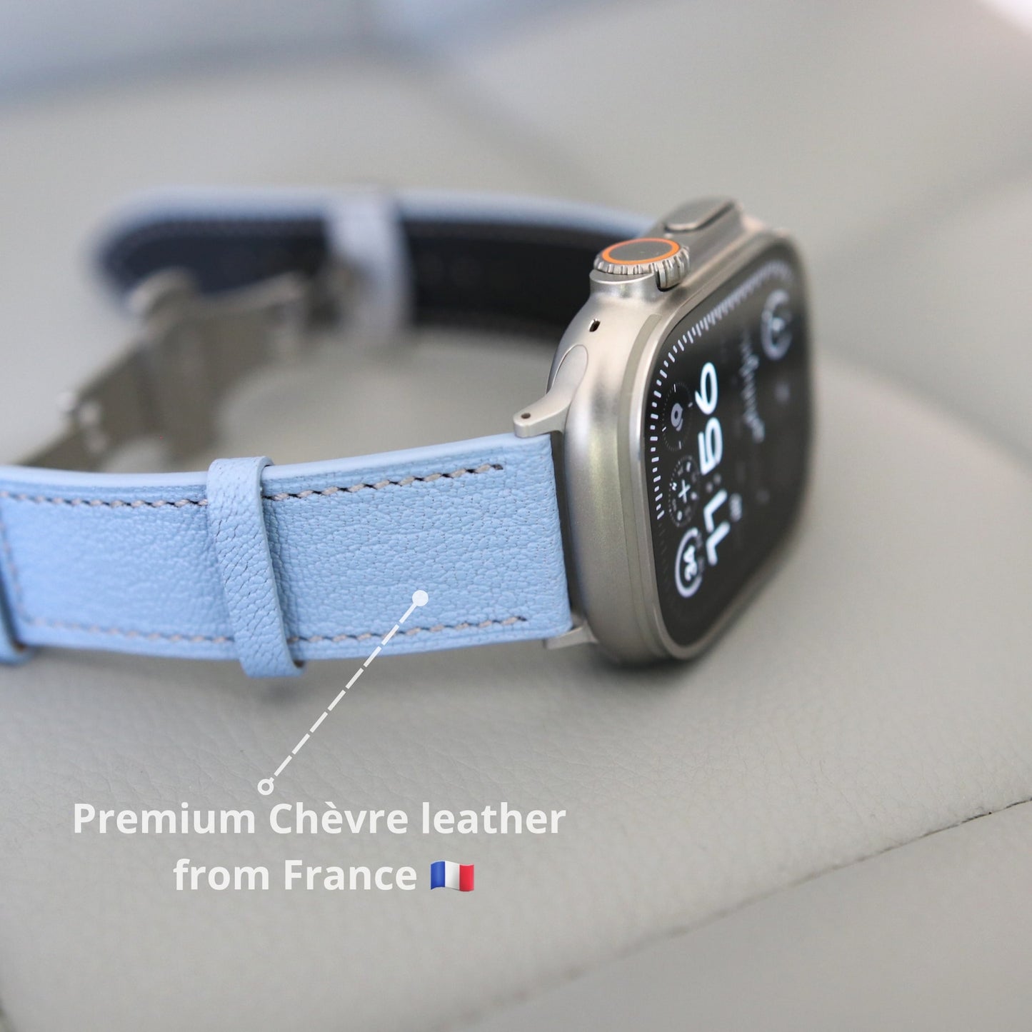 Apple Watch band - Aqua Vista Edition - French Chèvre leather