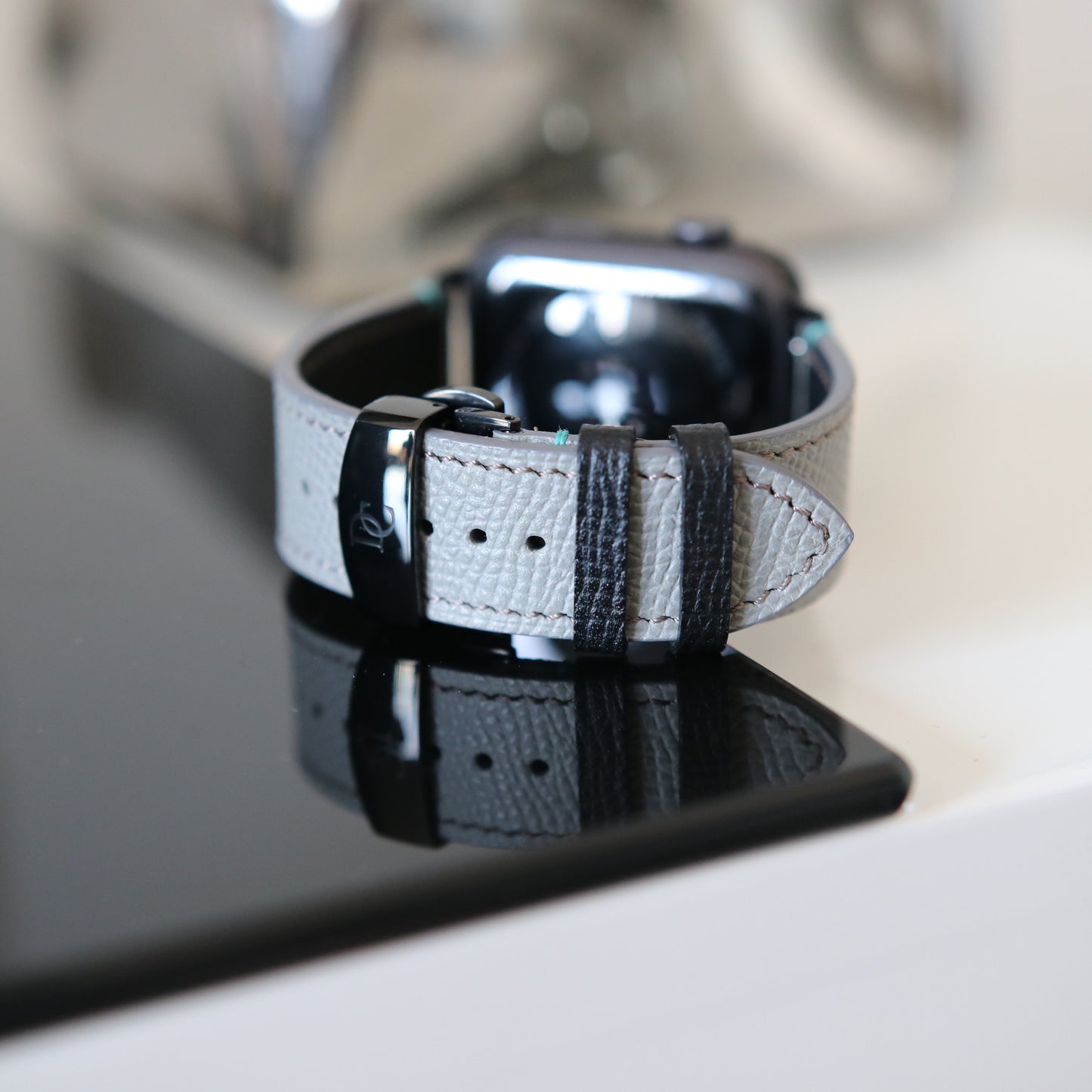 Apple watch band - Gris Tiffany Edition - French Epsom leather