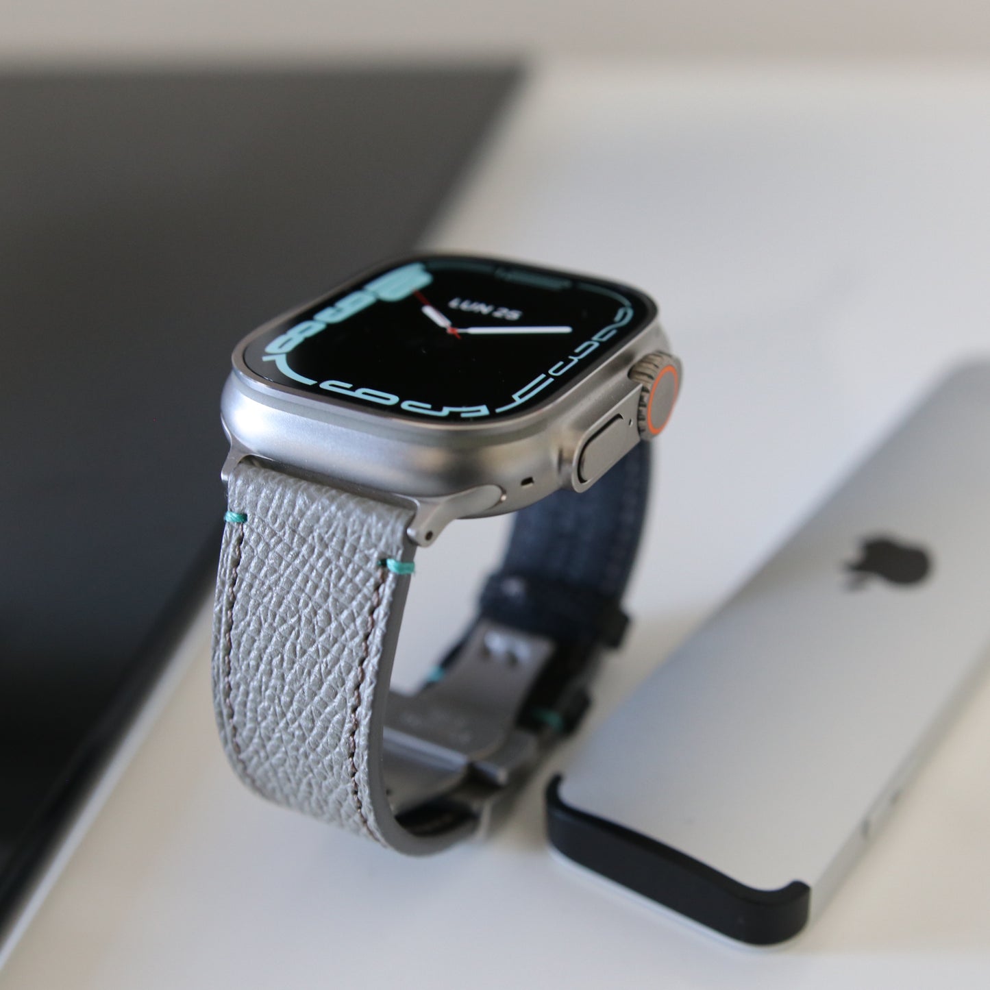 Apple watch band - Gris Tiffany Edition - French Epsom leather
