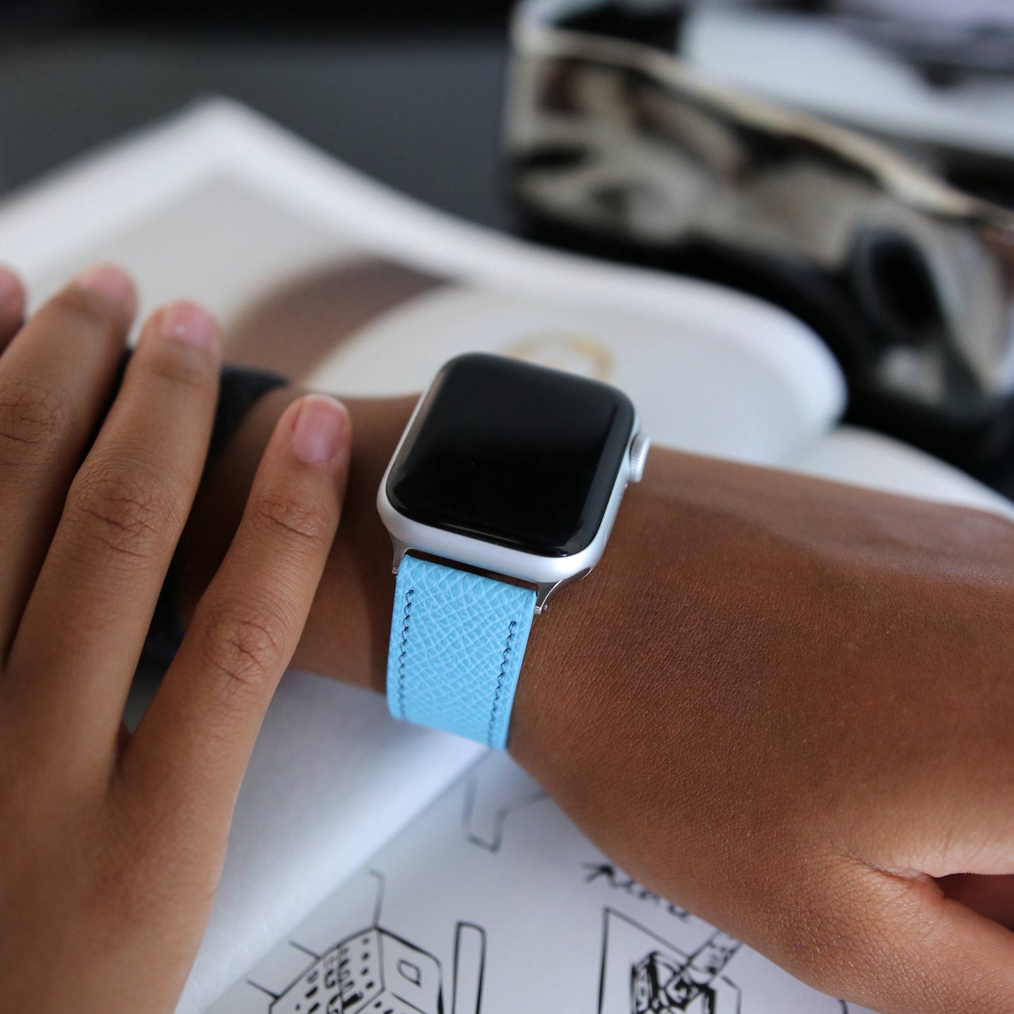 Apple Watch Band - Miami Blue Duo Edition - French Epsom leather