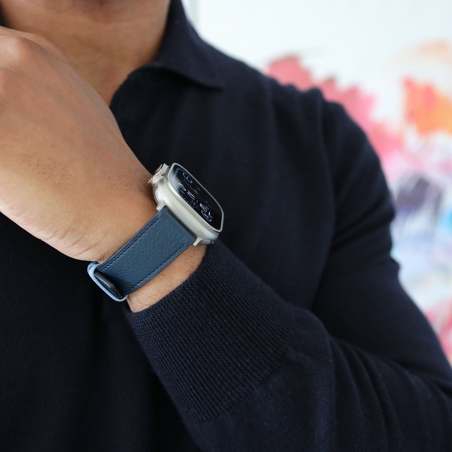 Apple watch band - Bleu Marine Edition - French Chèvre leather