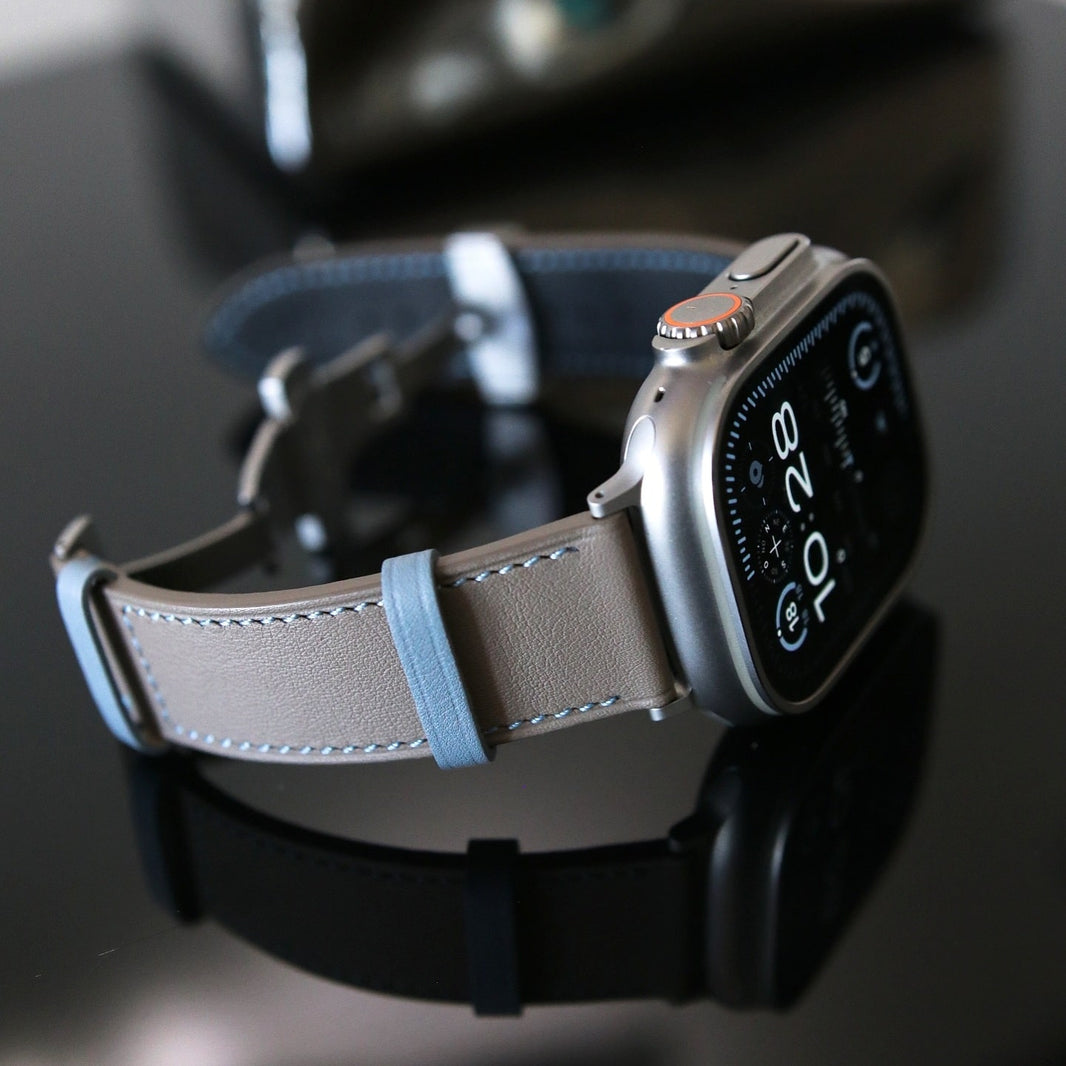 Luxury Apple Watch Band - Terre Bleue Edition - French swift leather