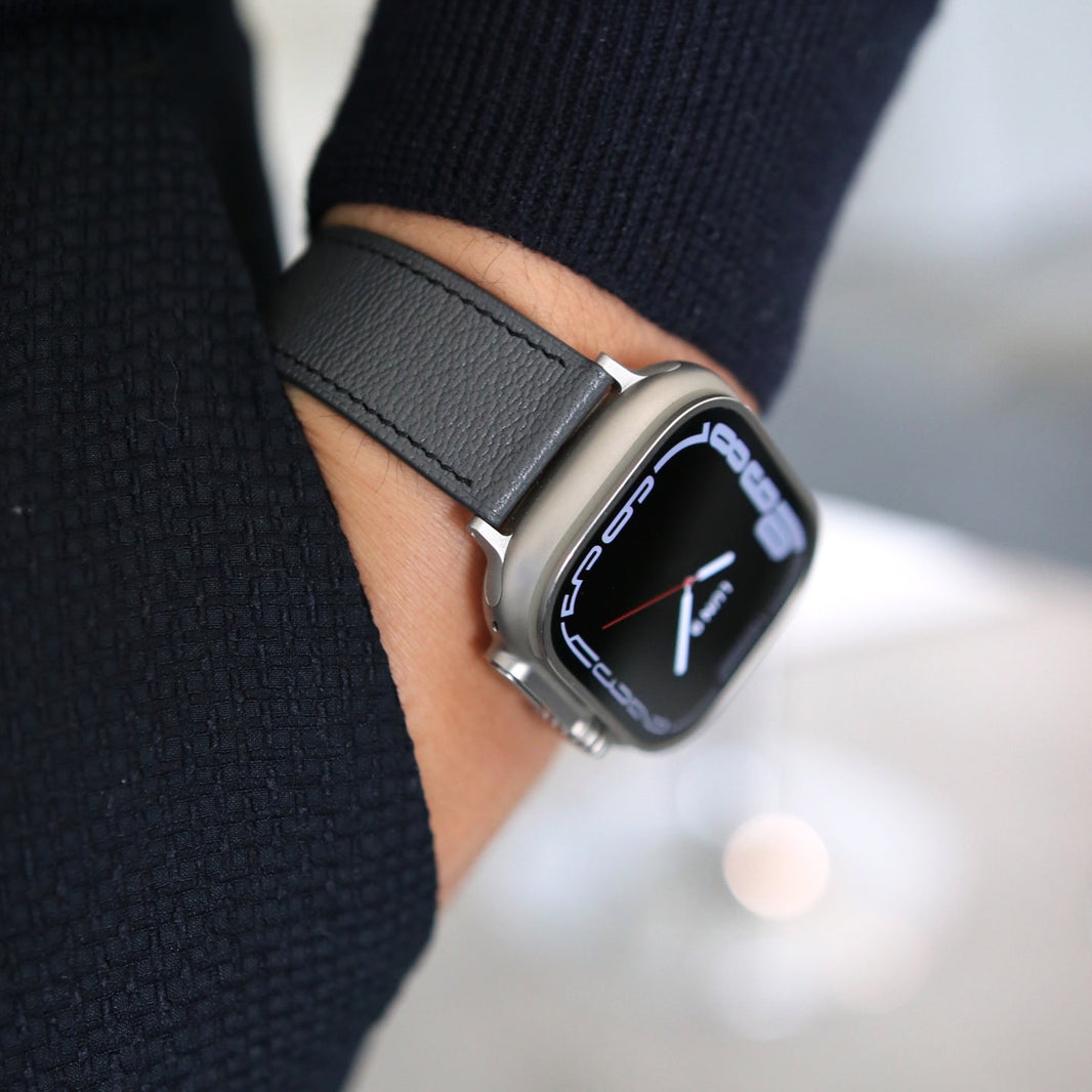 Luxury Apple watch band - Gris Orage Edition - French Chèvre leather