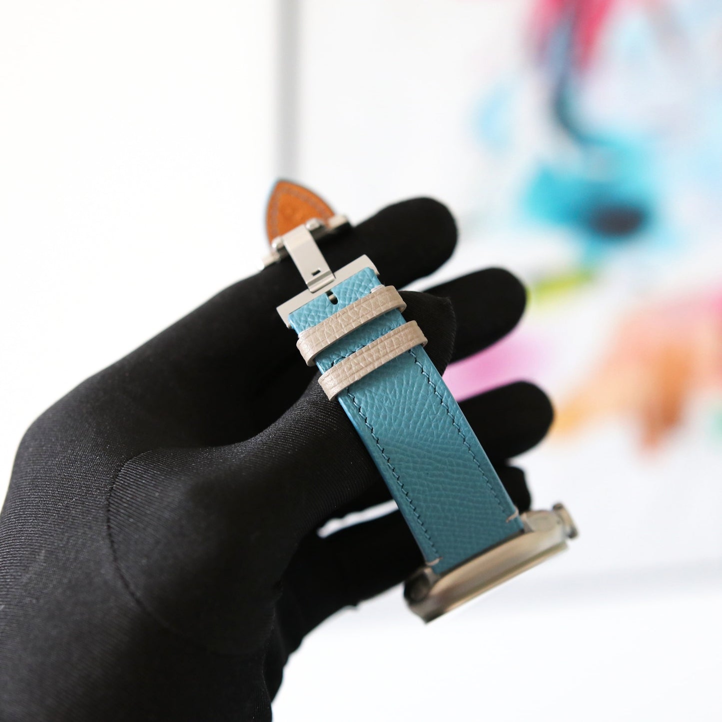 Apple Watch Band - Bleu Pastel Edition - French Epsom leather
