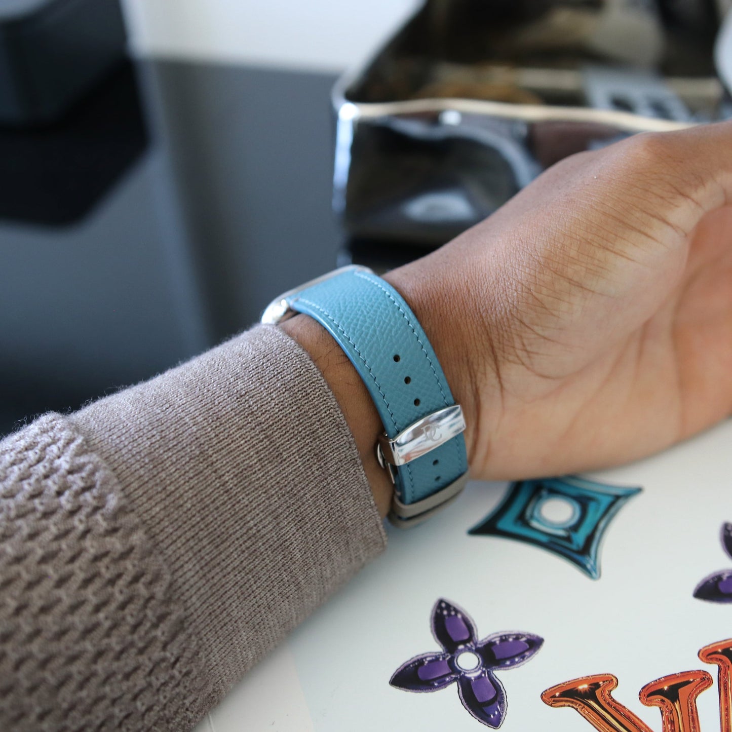 Apple Watch Band - Bleu Pastel Edition - French Epsom leather