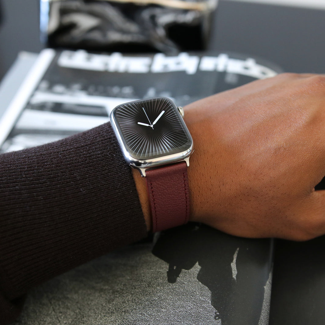Luxury Apple watch band - Bordeaux Luxe Edition - French Chèvre leather