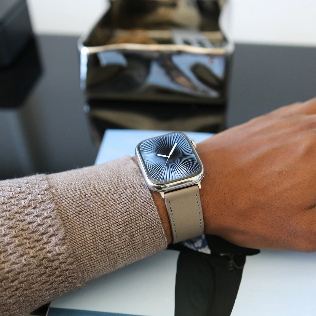 Luxury Apple Watch Band - Terre Bleue Edition - French swift leather
