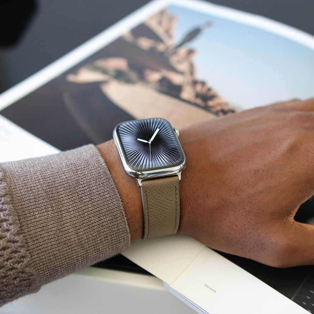 Luxury Apple Watch Band - Dark Mocha duo Edition - French Epsom leather
