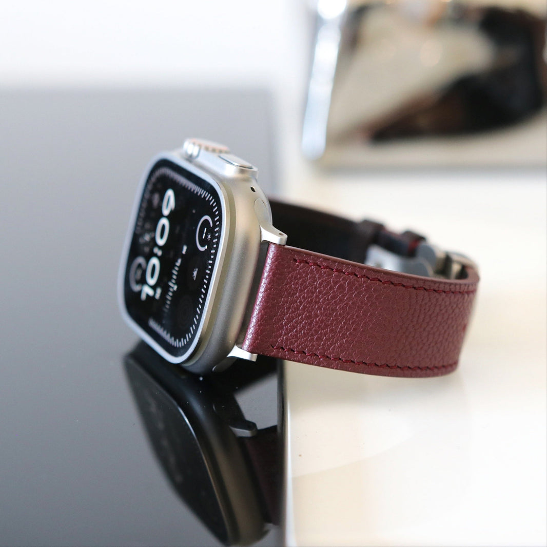 Luxury Apple watch band - Bordeaux Luxe Edition - French Chèvre leather