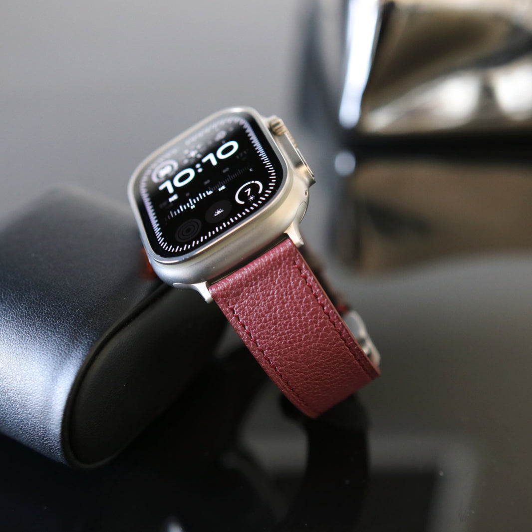 Luxury Apple watch band - Bordeaux Luxe Edition - French Chèvre leather