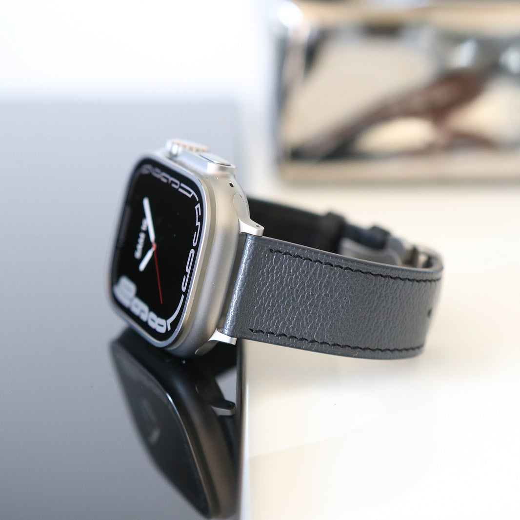 Luxury Apple watch band - Gris Orage Edition - French Chèvre leather
