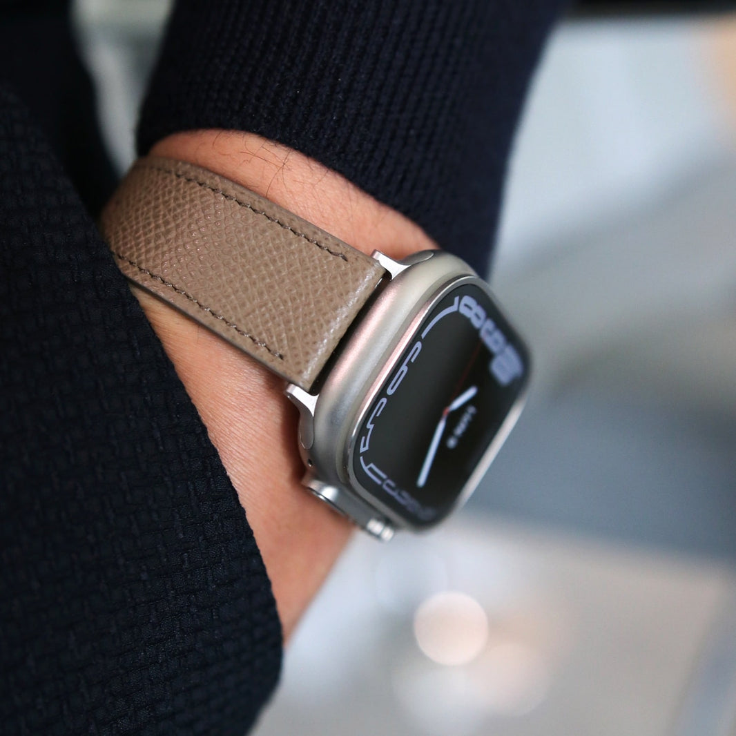 Luxury Apple Watch Band - Dark Mocha duo Edition - French Epsom leather