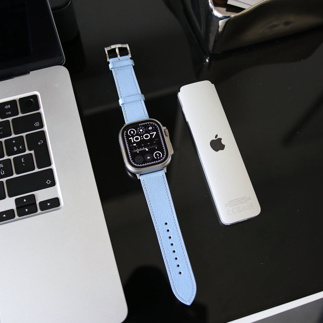 Luxury Apple Watch band - Aqua Vista Edition - French Chèvre leather