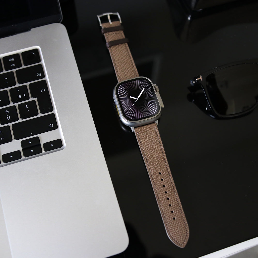 Luxury Apple Watch Band - Dark Mocha duo Edition - French Epsom leather