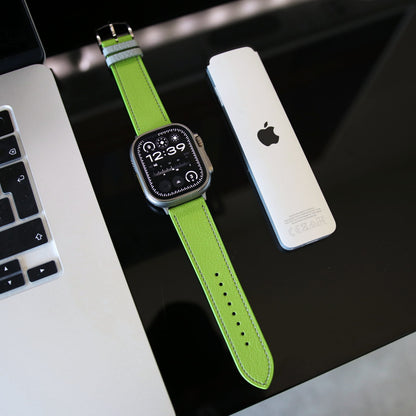 Luxury Apple Watch band - Vert Neon Edition - French Chèvre leather
