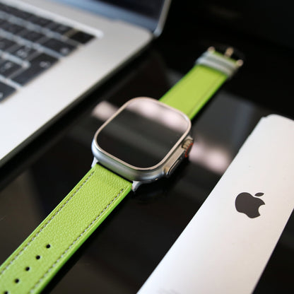 Luxury Apple Watch band - Vert Neon Edition - French Chèvre leather