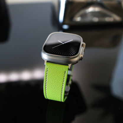 Luxury Apple Watch band - Vert Neon Edition - French Chèvre leather