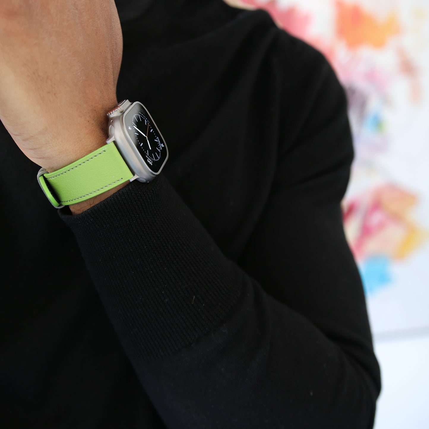 Luxury Apple Watch band - Vert Neon Edition - French Chèvre leather