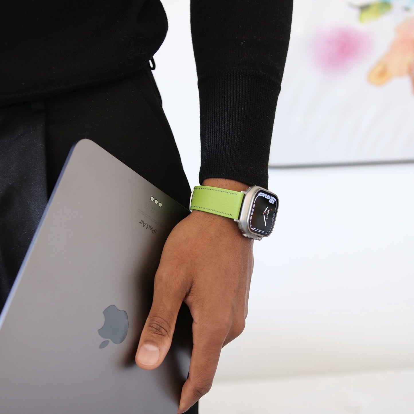 Luxury Apple Watch band - Vert Neon Edition - French Chèvre leather