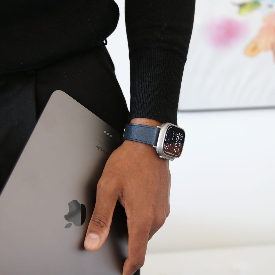 Apple watch band - Bleu Marine Edition - French Chèvre leather