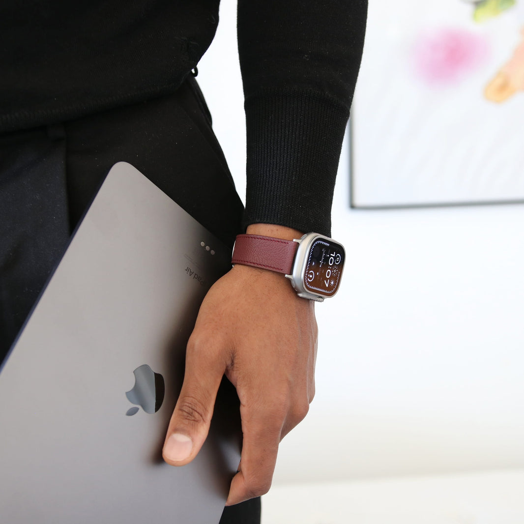 Luxury Apple watch band - Bordeaux Luxe Edition - French Chèvre leather