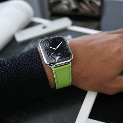 Luxury Apple Watch band - Vert Neon Edition - French Chèvre leather