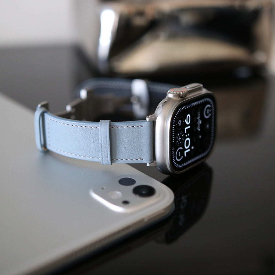 Apple watch band - Bleu Lin Edition - French Swift leather