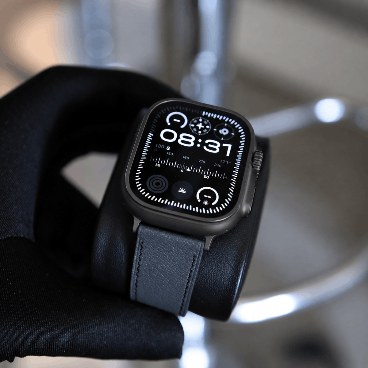Luxury Apple watch band - Gris Orage Edition - French Chèvre leather