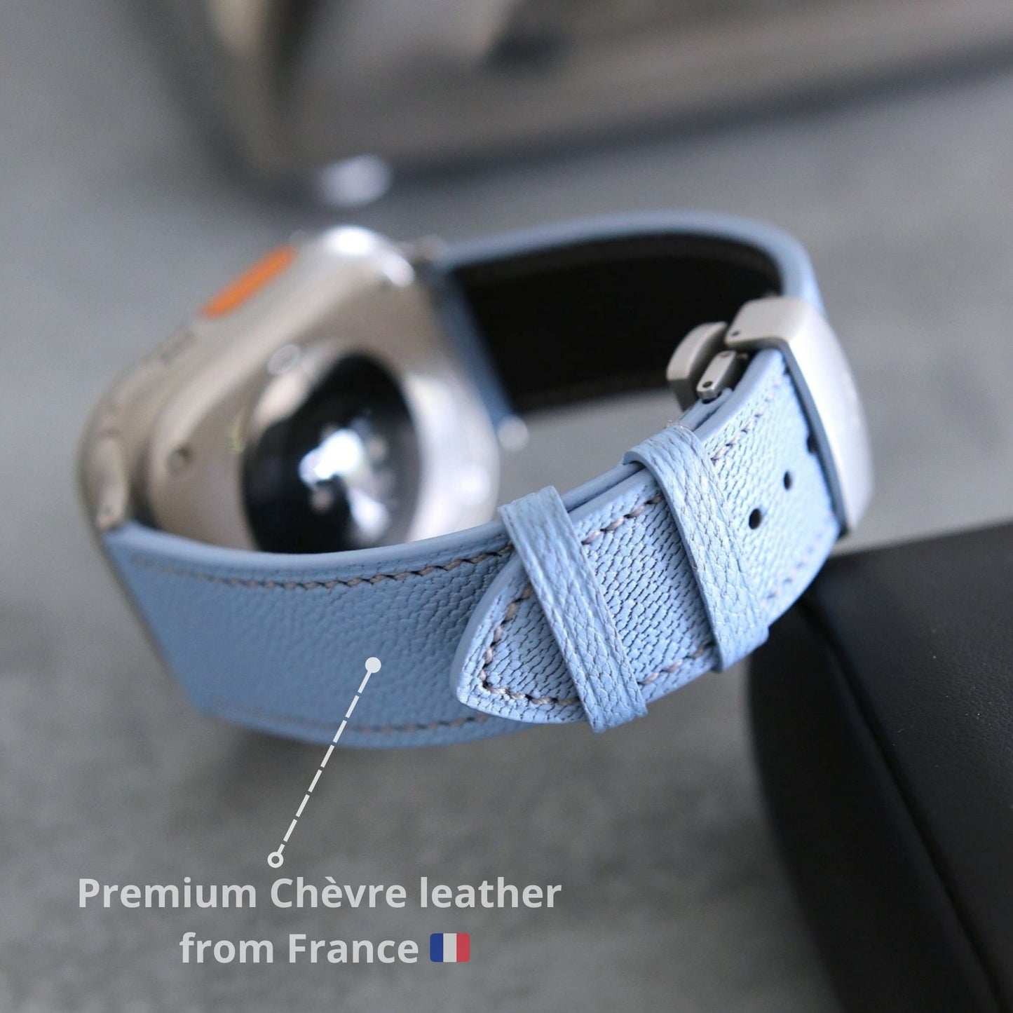Apple watch band - Aqua Vista Edition - French Chèvre leather