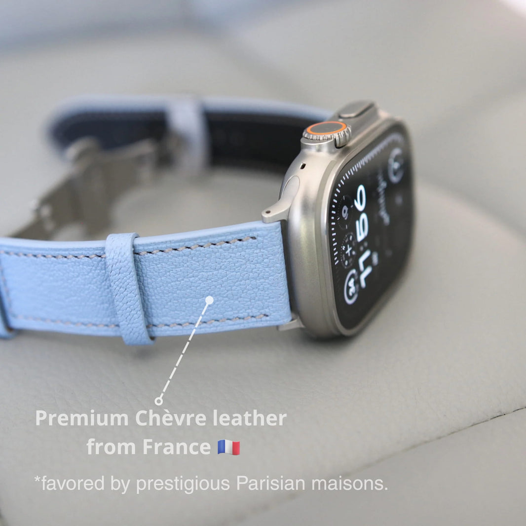 Luxury Apple Watch band - Aqua Vista Edition - French Chèvre leather