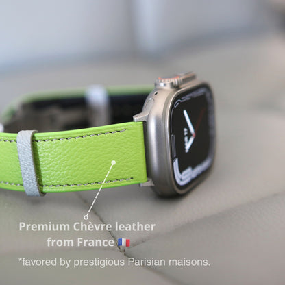 Luxury Apple Watch band - Vert Neon Edition - French Chèvre leather