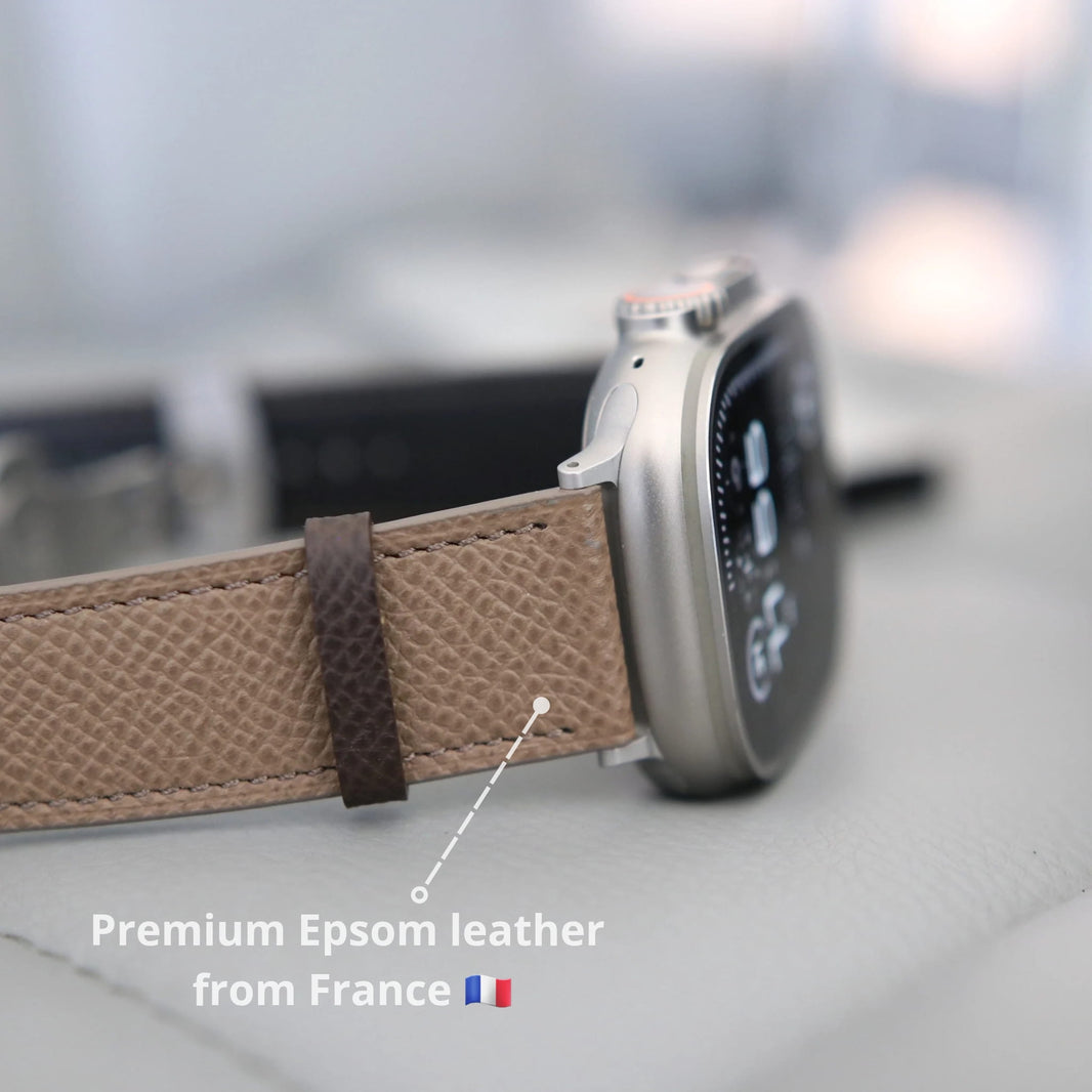 Luxury Apple Watch Band - Dark Mocha duo Edition - French Epsom leather