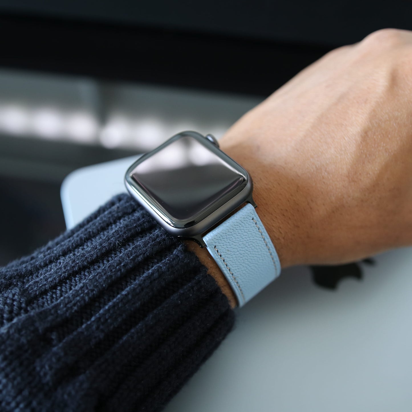 Luxury Apple Watch band - Aqua Vista Edition - French Chèvre leather