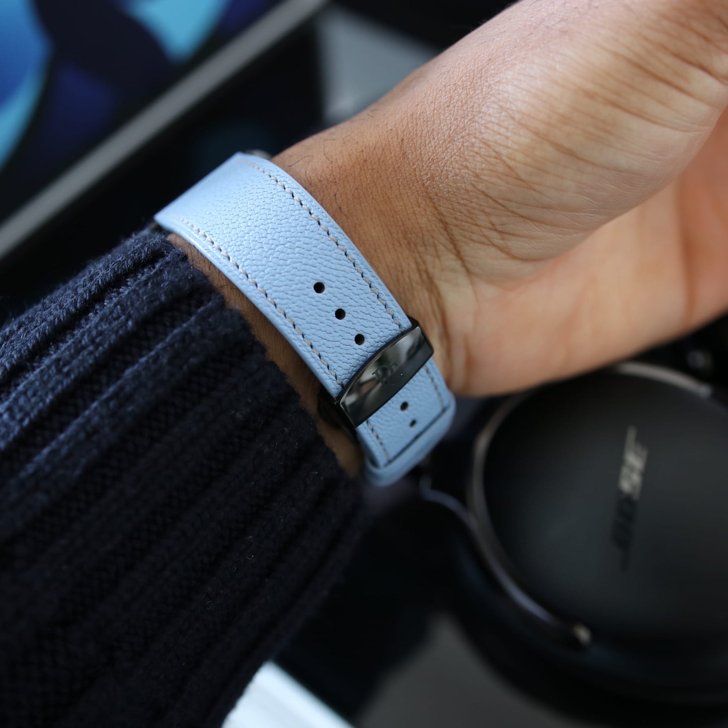 Luxury Apple Watch band - Aqua Vista Edition - French Chèvre leather