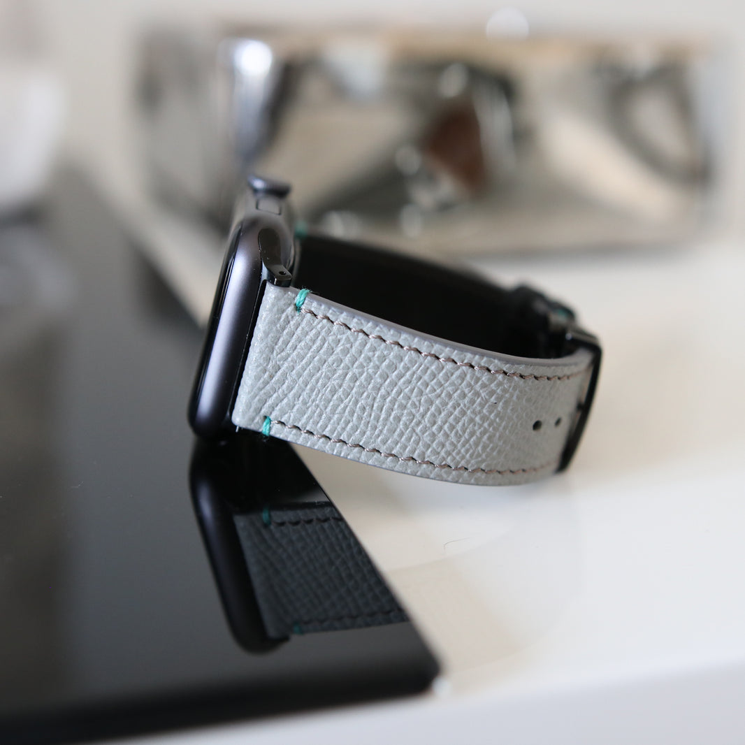 Apple watch band - Gris Tiffany Edition - French Epsom leather