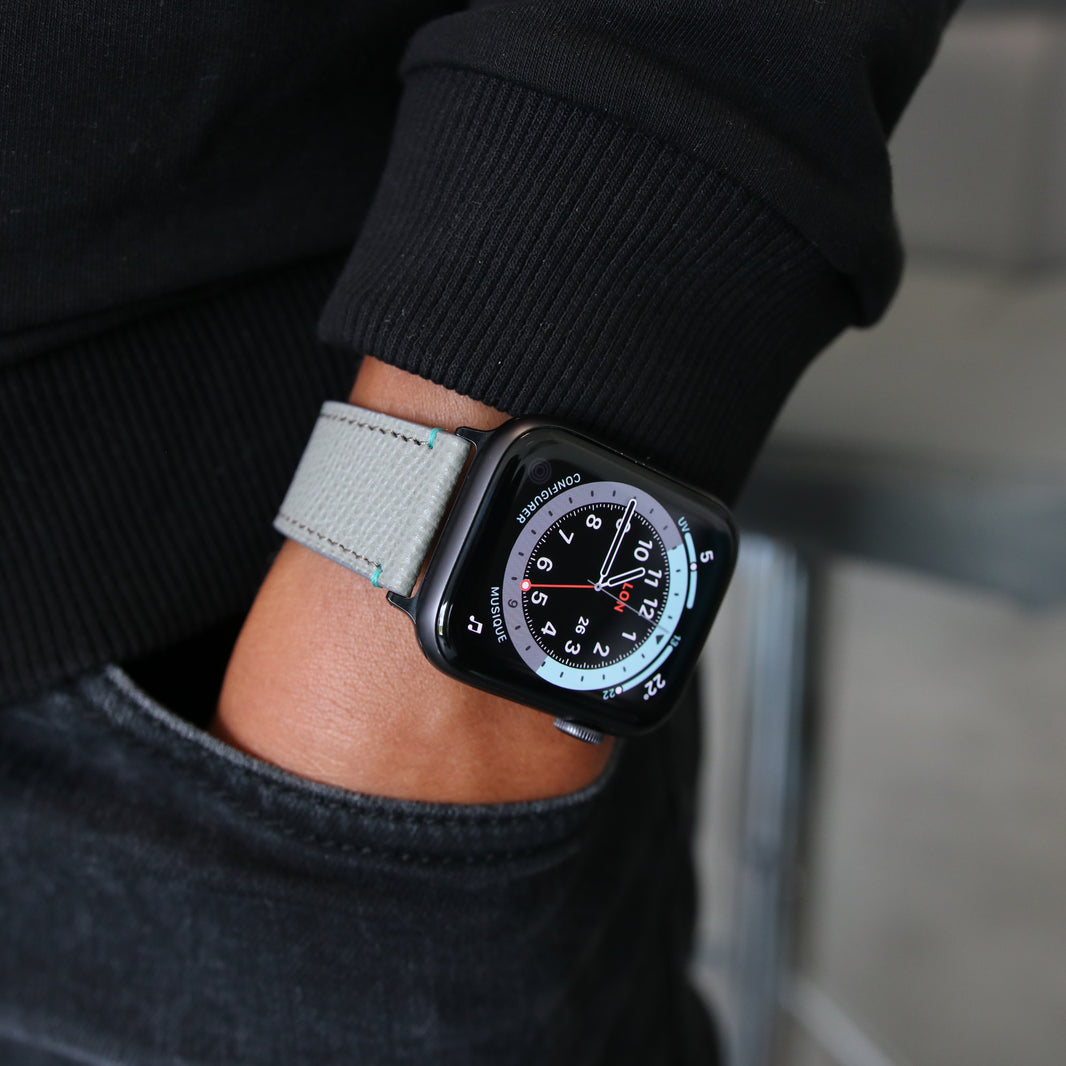Apple watch band - Gris Tiffany Edition - French Epsom leather